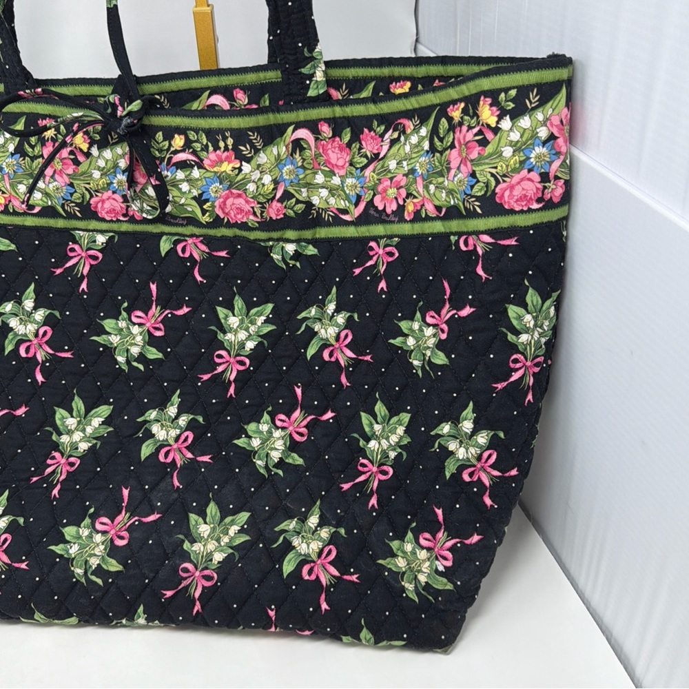 Vera Bradley New Hope Breast Cancer Vintage Tote Black Pink Green READ - Picture 5 of 15